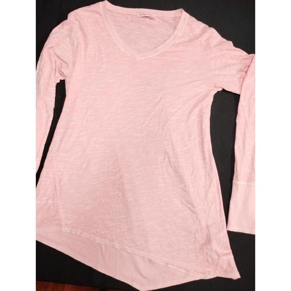 Fresh Produce Blush Pink Asymmetrical Hem Long Sleeve Oversized Top